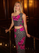 BXOXO Skew Collar 2 Piece Set Flower Leopard Print Women Sleeveless Crop Tops+Skinny Long Skirts Vacation Beach Party Suit